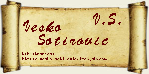 Vesko Sotirović vizit kartica